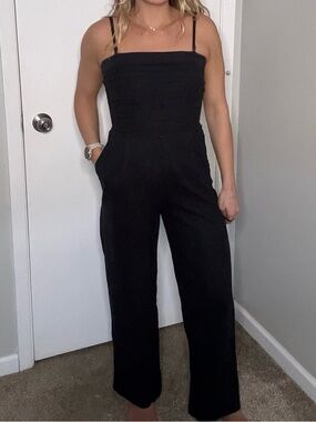 Abercrombie & Fitch Black Strapless Wide-Leg Jumpsuit